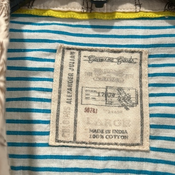 Men’s Cotton Short Sleeve Button Down Palm Tree Print wood button cruise shirt - Picture 3 of 5